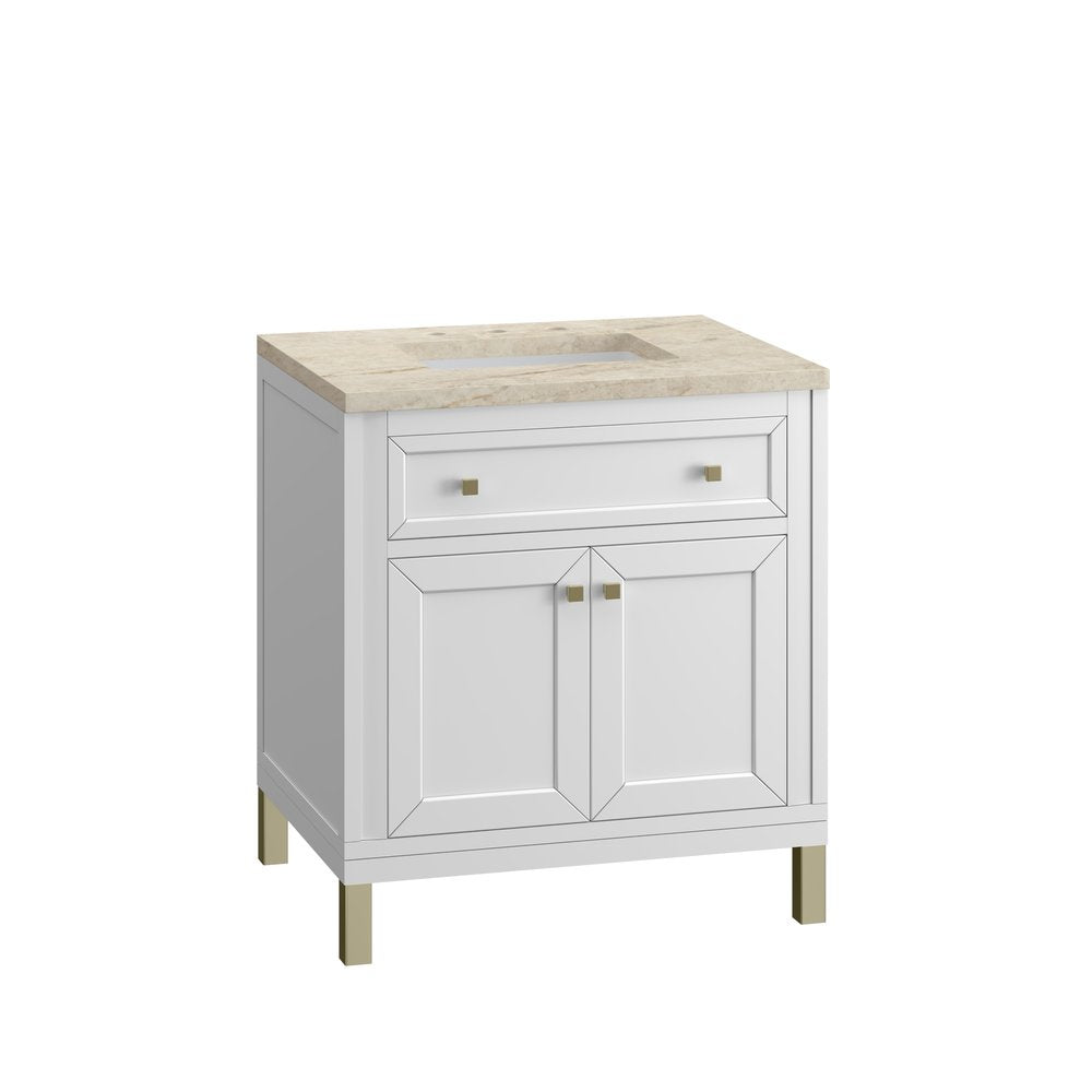 James Martin - Chicago 30" Single Vanity, Glossy White, w/ 3 CM Tajnar Eclos Top - 503-V30-GW-3TJR view 14