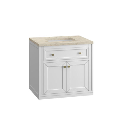 James Martin - Chicago 30" Single Vanity, Glossy White, w/ 3 CM Tajnar Eclos Top - 503-V30-GW-3TJR view 15
