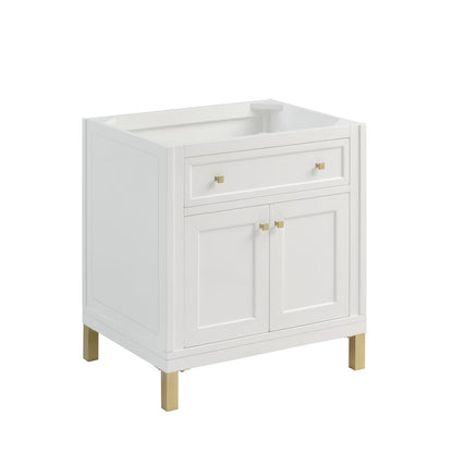 James Martin - Chicago 30" Single Vanity, Glossy White, w/ 3 CM Victorian Silver Silestone® Top - 503-V30-GW-3VSL view 2