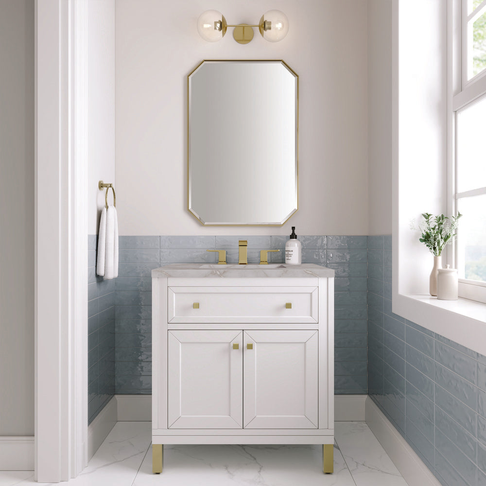 James Martin - Chicago 30" Single Vanity, Glossy White, w/ 3 CM Victorian Silver Silestone® Top - 503-V30-GW-3VSL view 4