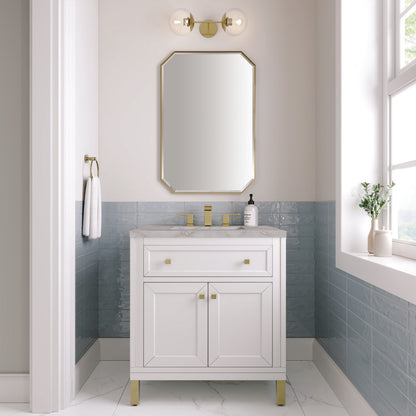 James Martin - Chicago 30" Single Vanity, Glossy White, w/ 3 CM Victorian Silver Silestone® Top - 503-V30-GW-3VSL view 4