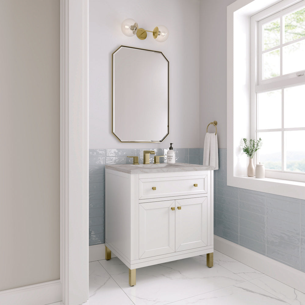 James Martin - Chicago 30" Single Vanity, Glossy White, w/ 3 CM Victorian Silver Silestone® Top - 503-V30-GW-3VSL view 5