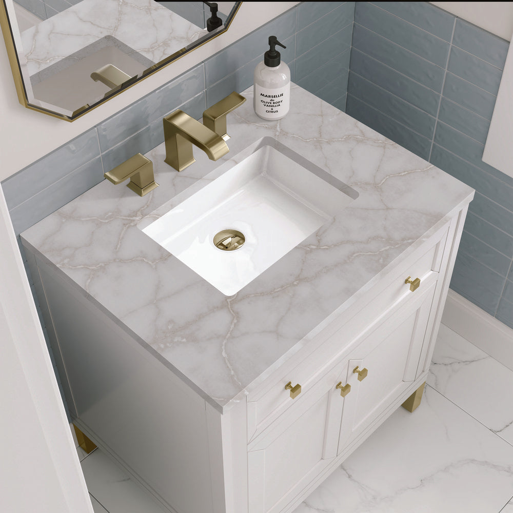 James Martin - Chicago 30" Single Vanity, Glossy White, w/ 3 CM Victorian Silver Silestone® Top - 503-V30-GW-3VSL view 8