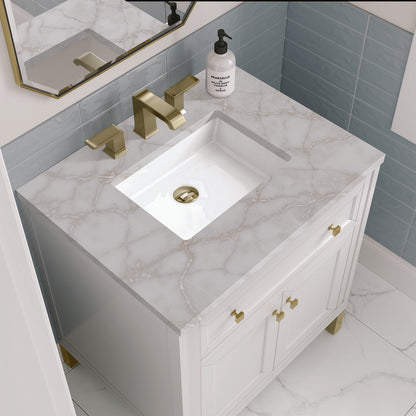 James Martin - Chicago 30" Single Vanity, Glossy White, w/ 3 CM Victorian Silver Silestone® Top - 503-V30-GW-3VSL view 8