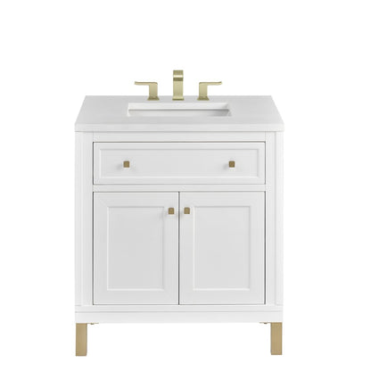 James Martin - Chicago 30" Single Vanity, Glossy White, w/ 3 CM White Zeus Silestone® Top - 503-V30-GW-3WZ view 1