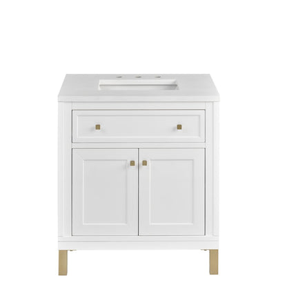 James Martin - Chicago 30" Single Vanity, Glossy White, w/ 3 CM White Zeus Silestone® Top - 503-V30-GW-3WZ view 2