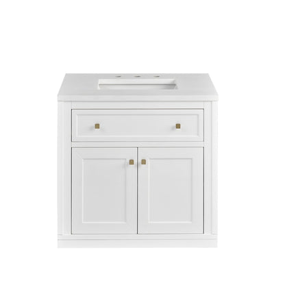 James Martin - Chicago 30" Single Vanity, Glossy White, w/ 3 CM White Zeus Silestone® Top - 503-V30-GW-3WZ view 4