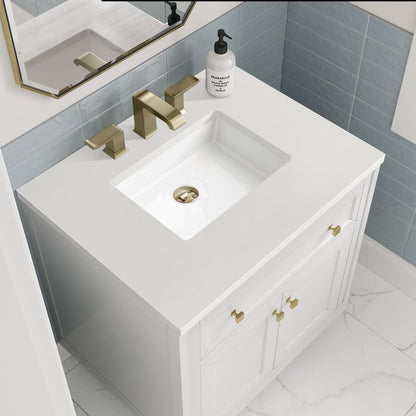 James Martin - Chicago 30" Single Vanity, Glossy White, w/ 3 CM White Zeus Silestone® Top - 503-V30-GW-3WZ view 11