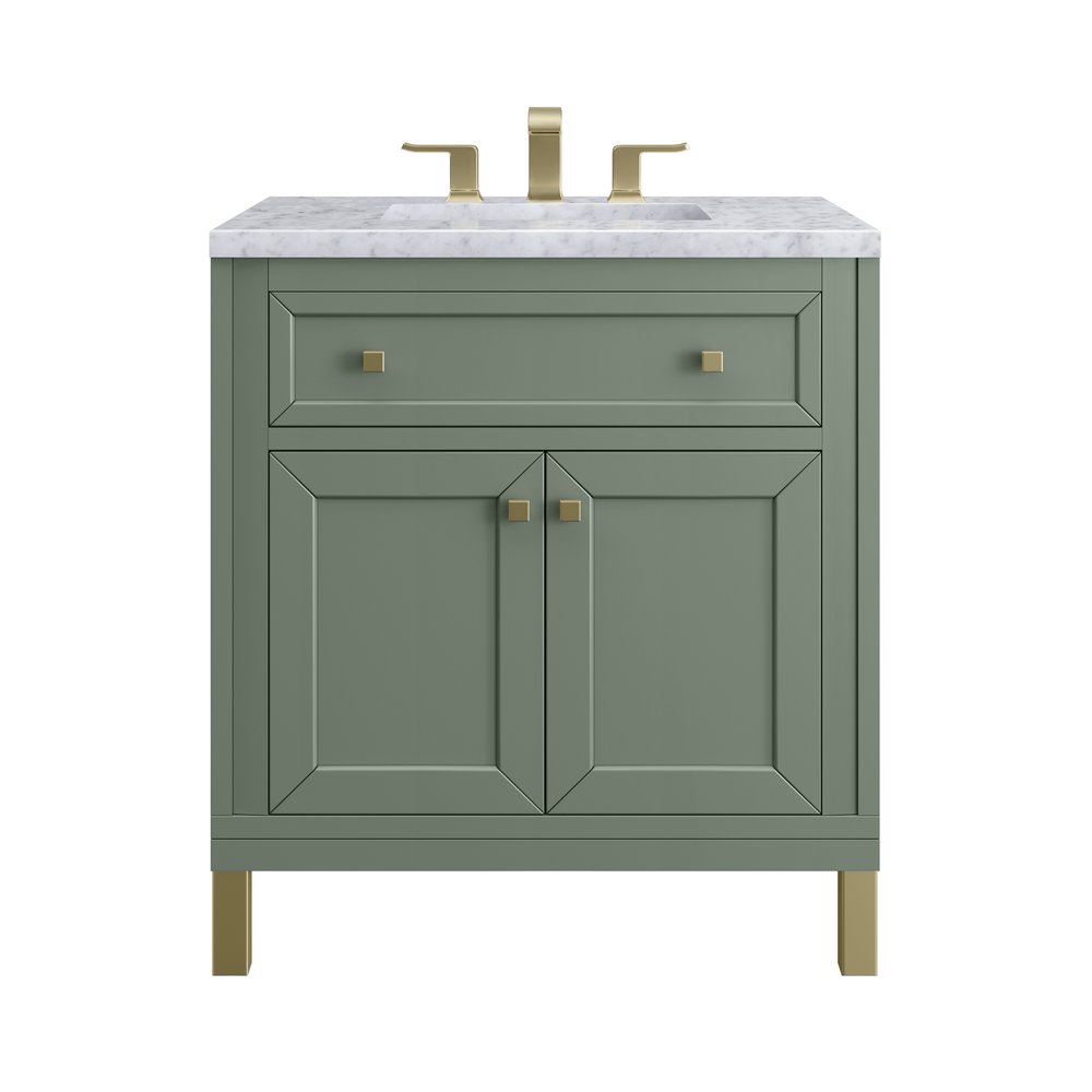 James Martin - Chicago 30" Single Vanity, Smokey Celadon, w/ 3 CM Carrara Marble Top - 503-V30-SC-3CAR view 1
