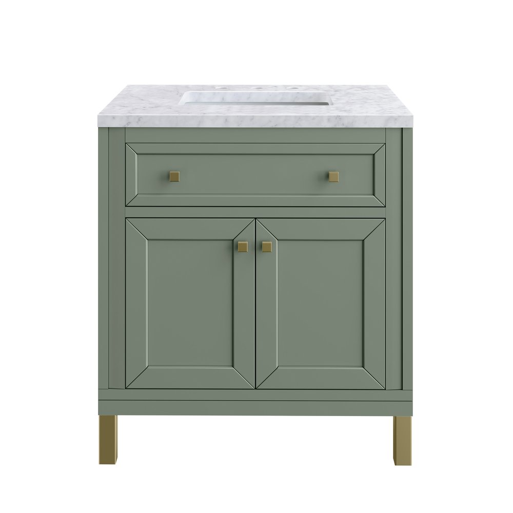 James Martin - Chicago 30" Single Vanity, Smokey Celadon, w/ 3 CM Carrara Marble Top - 503-V30-SC-3CAR view 2