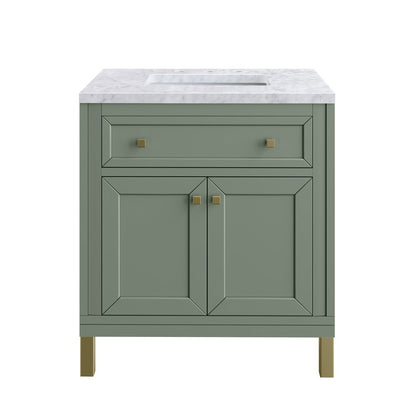James Martin - Chicago 30" Single Vanity, Smokey Celadon, w/ 3 CM Carrara Marble Top - 503-V30-SC-3CAR view 2