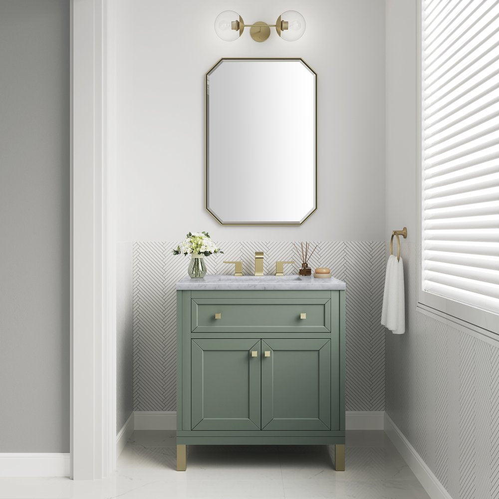 James Martin - Chicago 30" Single Vanity, Smokey Celadon, w/ 3 CM Carrara Marble Top - 503-V30-SC-3CAR view 5