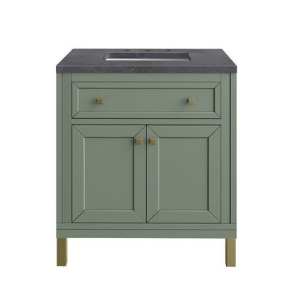 James Martin - Chicago 30" Single Vanity, Smokey Celadon, w/ 3 CM Charcoal Soapstone Silestone® Top - 503-V30-SC-3CSP view 2