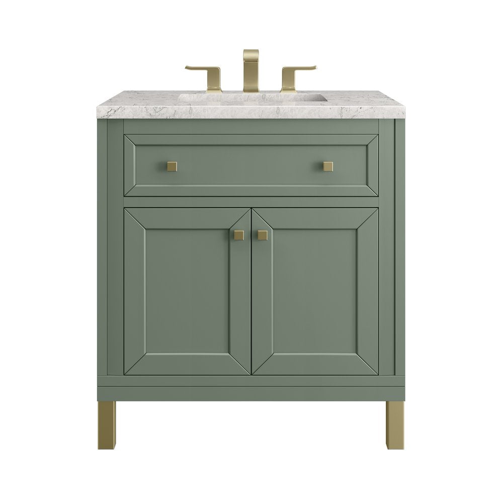 James Martin - Chicago 30" Single Vanity, Smokey Celadon, w/ 3 CM Eternal Jasmine Pearl Silestone® Top - 503-V30-SC-3EJP view 1