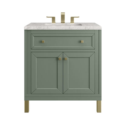 James Martin - Chicago 30" Single Vanity, Smokey Celadon, w/ 3 CM Eternal Jasmine Pearl Silestone® Top - 503-V30-SC-3EJP view 1