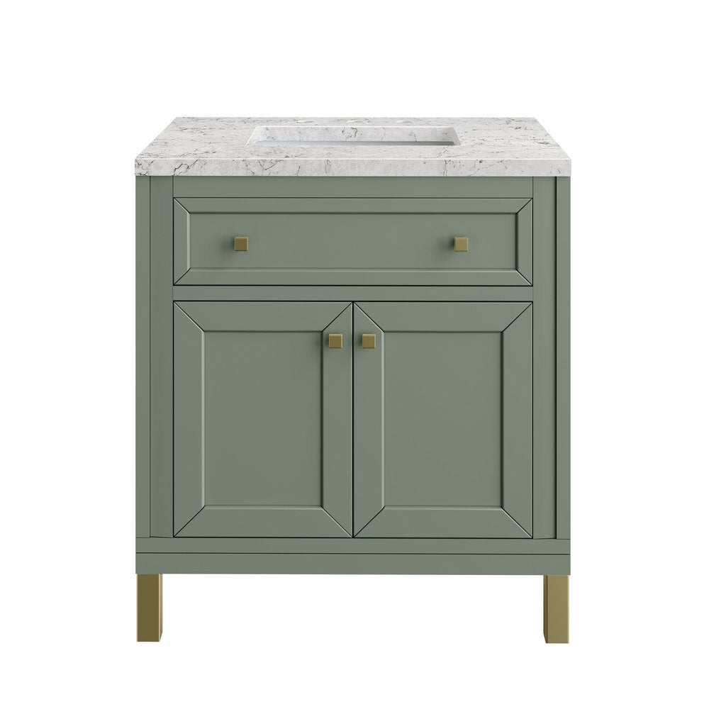 James Martin - Chicago 30" Single Vanity, Smokey Celadon, w/ 3 CM Eternal Jasmine Pearl Silestone® Top - 503-V30-SC-3EJP view 2