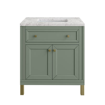 James Martin - Chicago 30" Single Vanity, Smokey Celadon, w/ 3 CM Eternal Jasmine Pearl Silestone® Top - 503-V30-SC-3EJP view 2