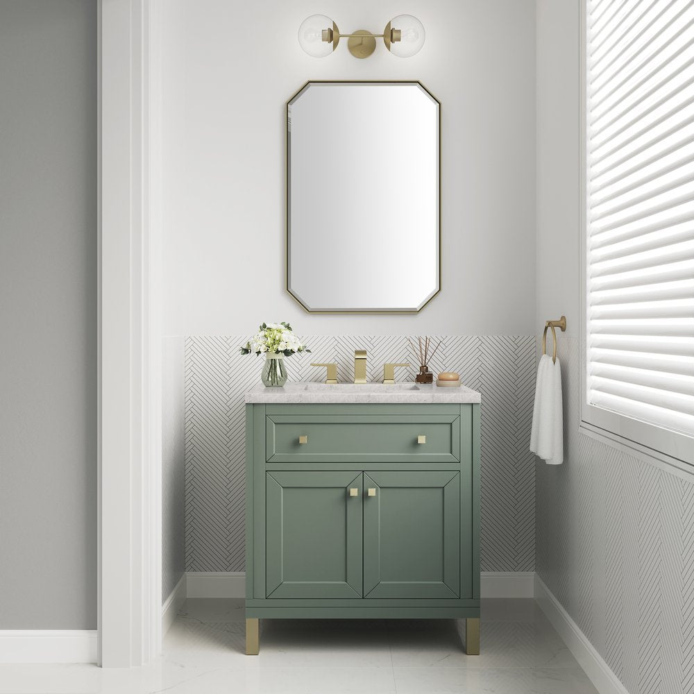 James Martin - Chicago 30" Single Vanity, Smokey Celadon, w/ 3 CM Eternal Jasmine Pearl Silestone® Top - 503-V30-SC-3EJP view 5