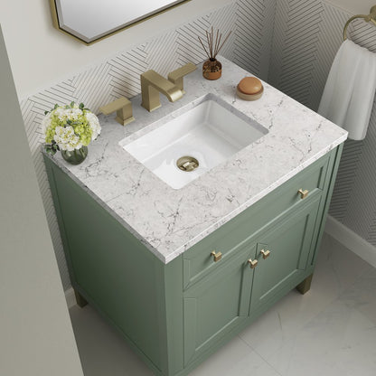 James Martin - Chicago 30" Single Vanity, Smokey Celadon, w/ 3 CM Eternal Jasmine Pearl Silestone® Top - 503-V30-SC-3EJP view 9