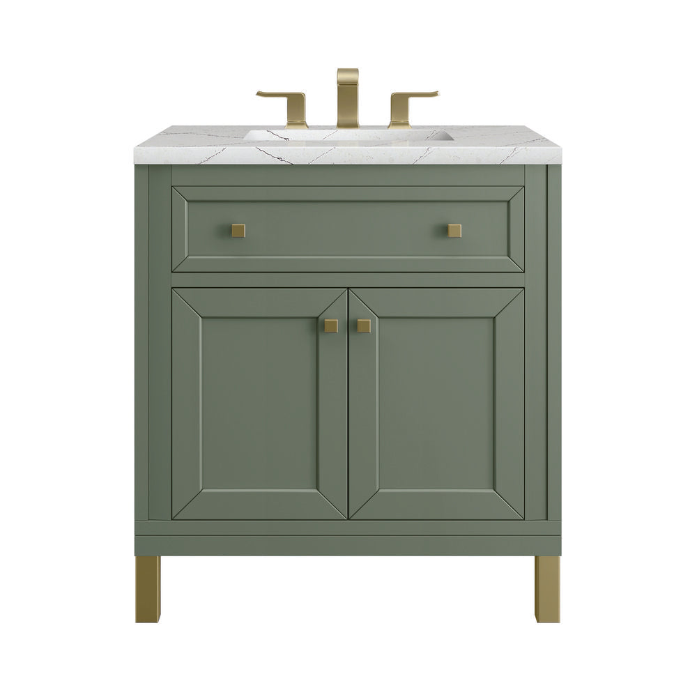 James Martin - Chicago 30" Single Vanity, Smokey Celadon, w/ 3 CM Ethereal Noctis Silestone® Top - 503-V30-SC-3ENC view 1