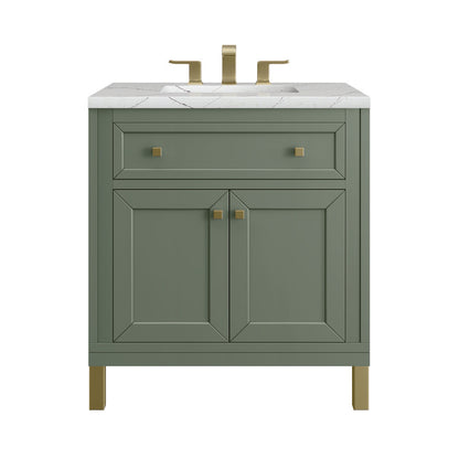 James Martin - Chicago 30" Single Vanity, Smokey Celadon, w/ 3 CM Ethereal Noctis Silestone® Top - 503-V30-SC-3ENC view 1