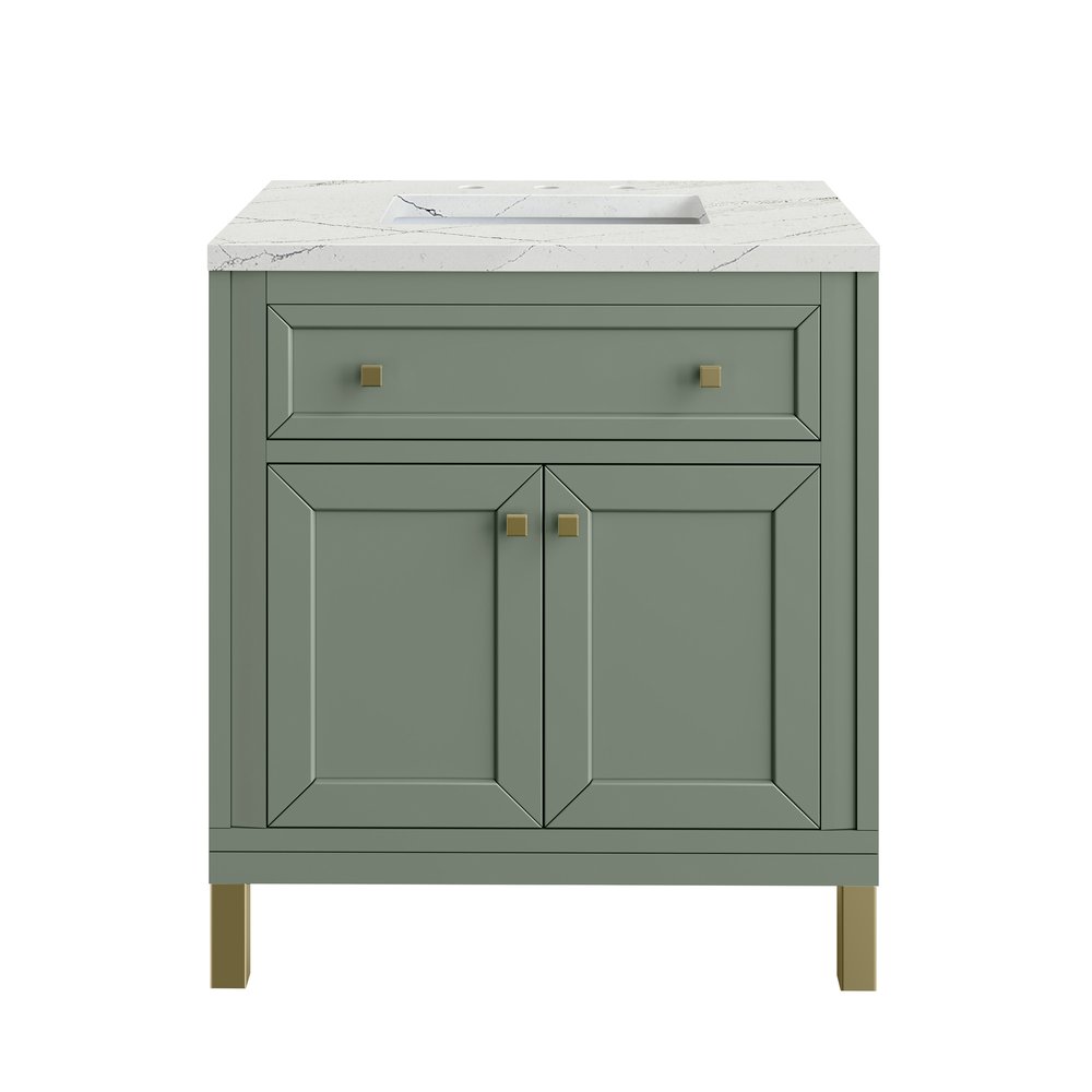 James Martin - Chicago 30" Single Vanity, Smokey Celadon, w/ 3 CM Ethereal Noctis Silestone® Top - 503-V30-SC-3ENC view 2
