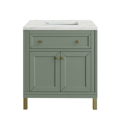 James Martin - Chicago 30" Single Vanity, Smokey Celadon, w/ 3 CM Ethereal Noctis Silestone® Top - 503-V30-SC-3ENC view 2