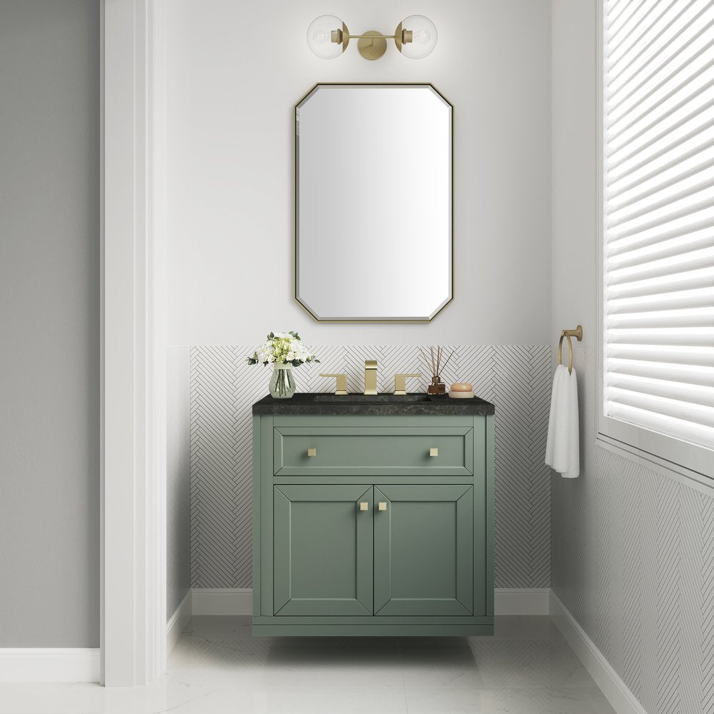 James Martin - Chicago 30" Single Vanity, Smokey Celadon, w/ 3 CM Phantome Eclos Top - 503-V30-SC-3PHT view 4