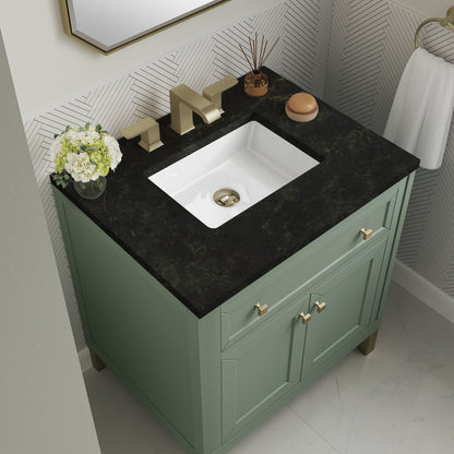James Martin - Chicago 30" Single Vanity, Smokey Celadon, w/ 3 CM Phantome Eclos Top - 503-V30-SC-3PHT view 7