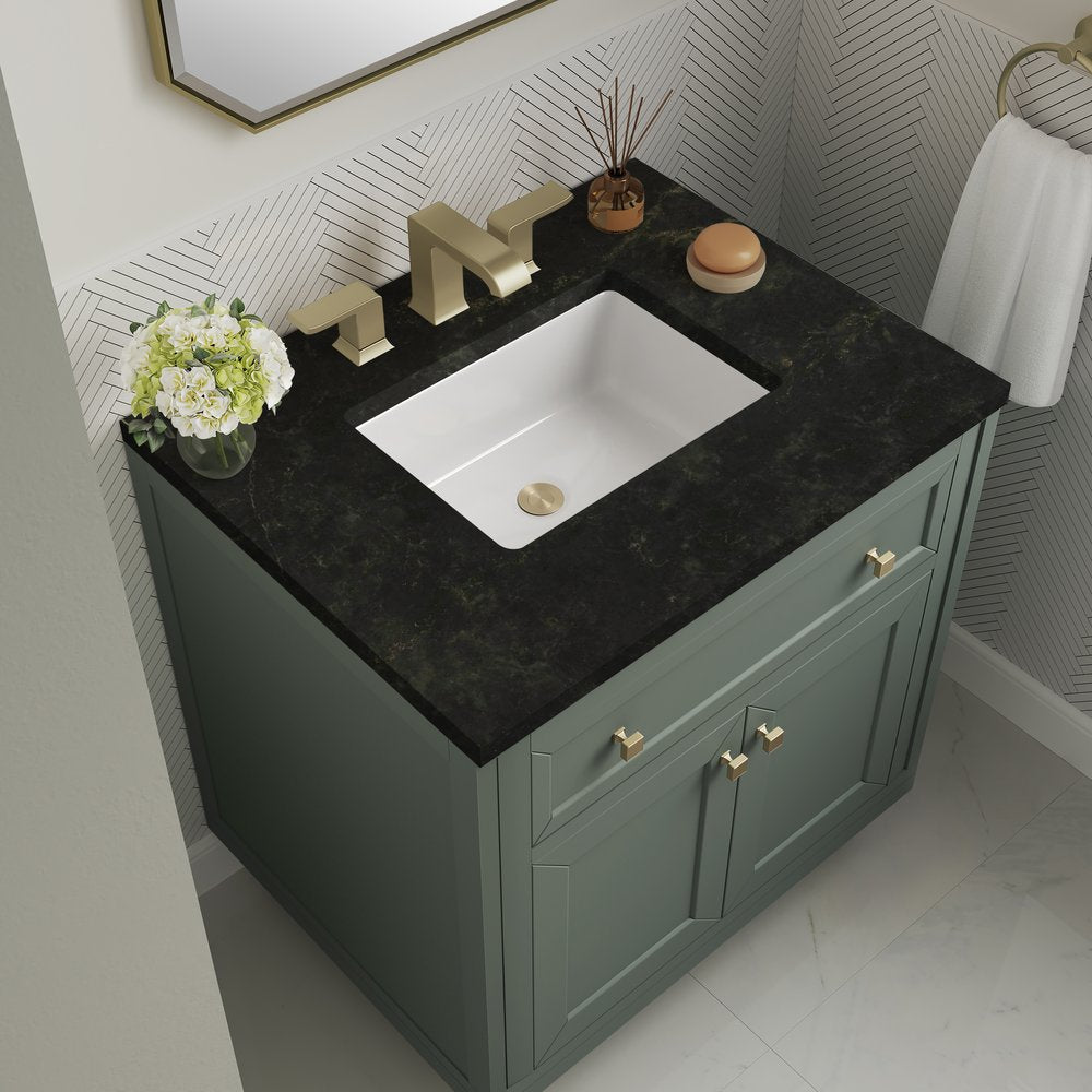 James Martin - Chicago 30" Single Vanity, Smokey Celadon, w/ 3 CM Phantome Eclos Top - 503-V30-SC-3PHT view 8