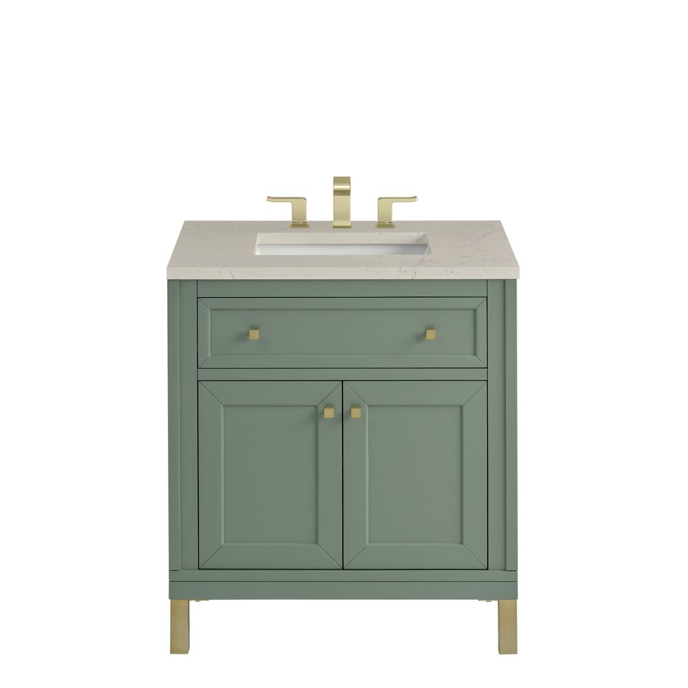 James Martin - Chicago 30" Single Vanity, Smokey Celadon, w/ 3 CM Siberian Silestone Top - 503-V30-SC-3SFR view 1