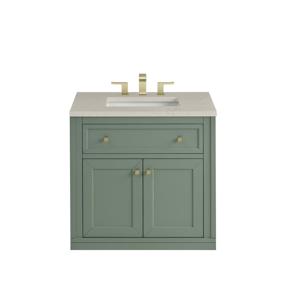 James Martin - Chicago 30" Single Vanity, Smokey Celadon, w/ 3 CM Siberian Silestone Top - 503-V30-SC-3SFR view 2
