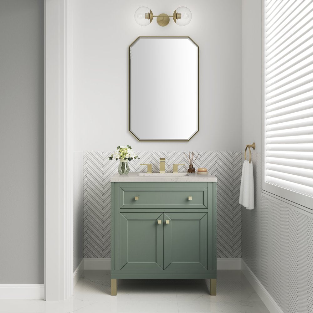 James Martin - Chicago 30" Single Vanity, Smokey Celadon, w/ 3 CM Siberian Silestone Top - 503-V30-SC-3SFR view 3