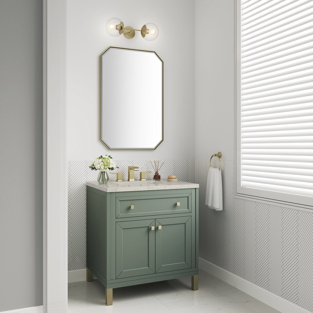 James Martin - Chicago 30" Single Vanity, Smokey Celadon, w/ 3 CM Siberian Silestone Top - 503-V30-SC-3SFR view 5