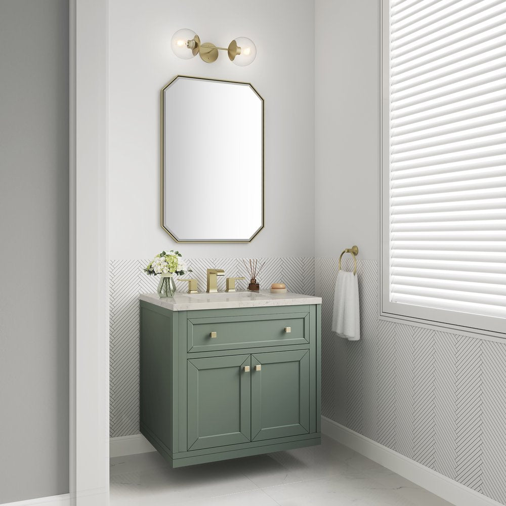James Martin - Chicago 30" Single Vanity, Smokey Celadon, w/ 3 CM Siberian Silestone Top - 503-V30-SC-3SFR view 6