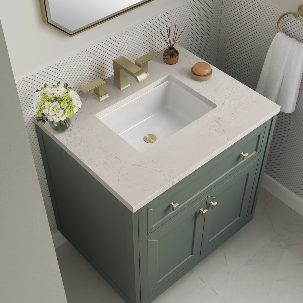 James Martin - Chicago 30" Single Vanity, Smokey Celadon, w/ 3 CM Siberian Silestone Top - 503-V30-SC-3SFR view 8