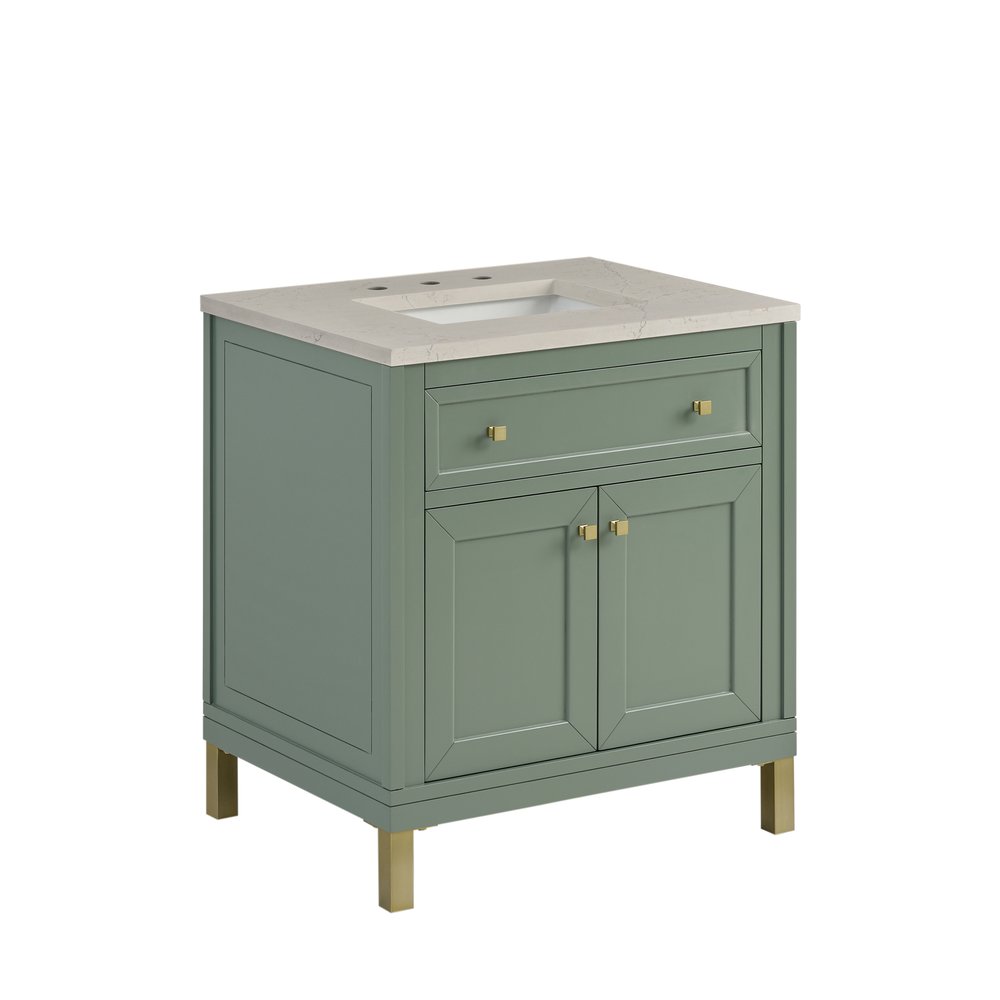 James Martin - Chicago 30" Single Vanity, Smokey Celadon, w/ 3 CM Siberian Silestone Top - 503-V30-SC-3SFR view 9