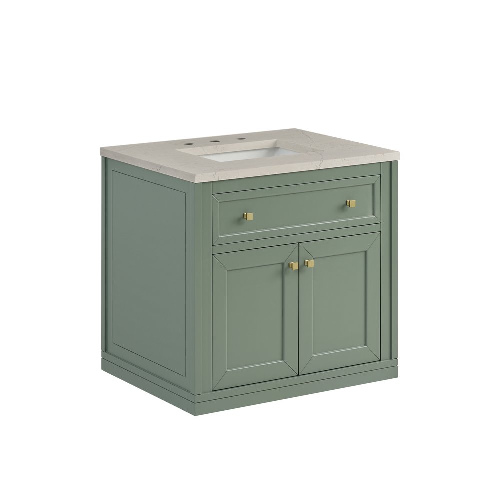 James Martin - Chicago 30" Single Vanity, Smokey Celadon, w/ 3 CM Siberian Silestone Top - 503-V30-SC-3SFR view 10