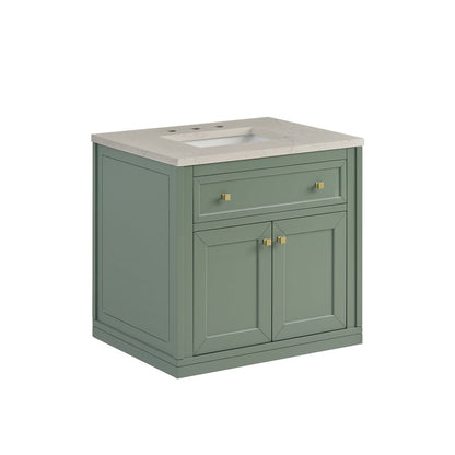 James Martin - Chicago 30" Single Vanity, Smokey Celadon, w/ 3 CM Siberian Silestone Top - 503-V30-SC-3SFR view 10