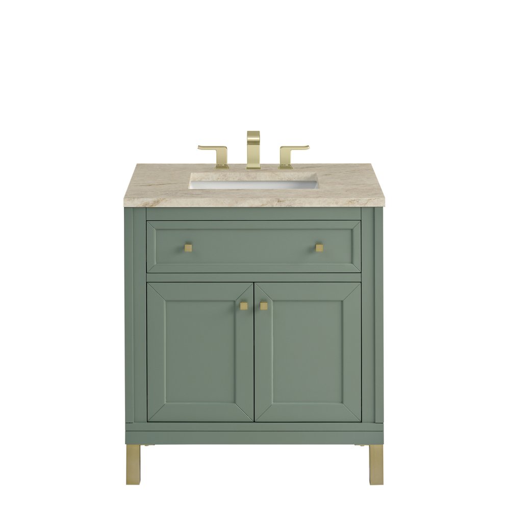 James Martin - Chicago 30" Single Vanity, Smokey Celadon, w/ 3 CM Tajnar Eclos Top - 503-V30-SC-3TJR view 1