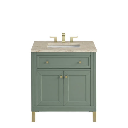 James Martin - Chicago 30" Single Vanity, Smokey Celadon, w/ 3 CM Tajnar Eclos Top - 503-V30-SC-3TJR view 1