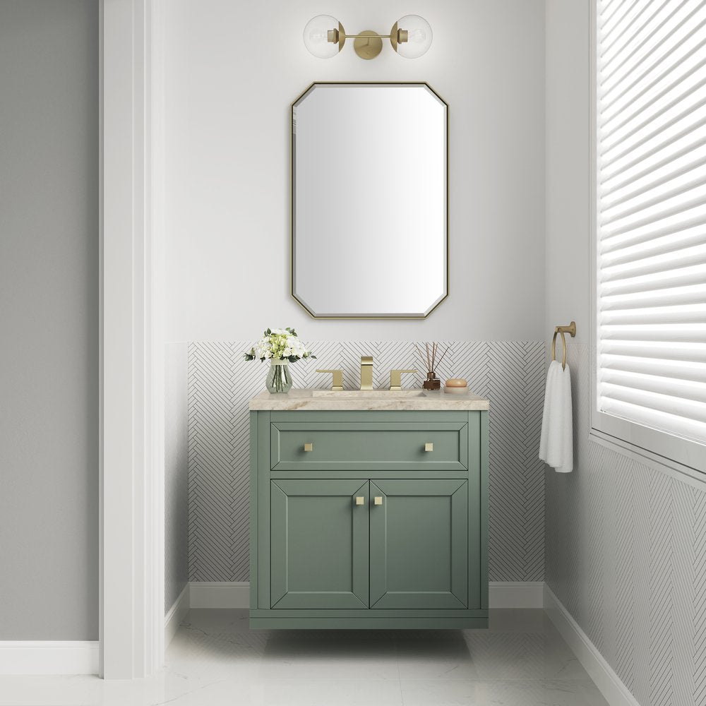 James Martin - Chicago 30" Single Vanity, Smokey Celadon, w/ 3 CM Tajnar Eclos Top - 503-V30-SC-3TJR view 4