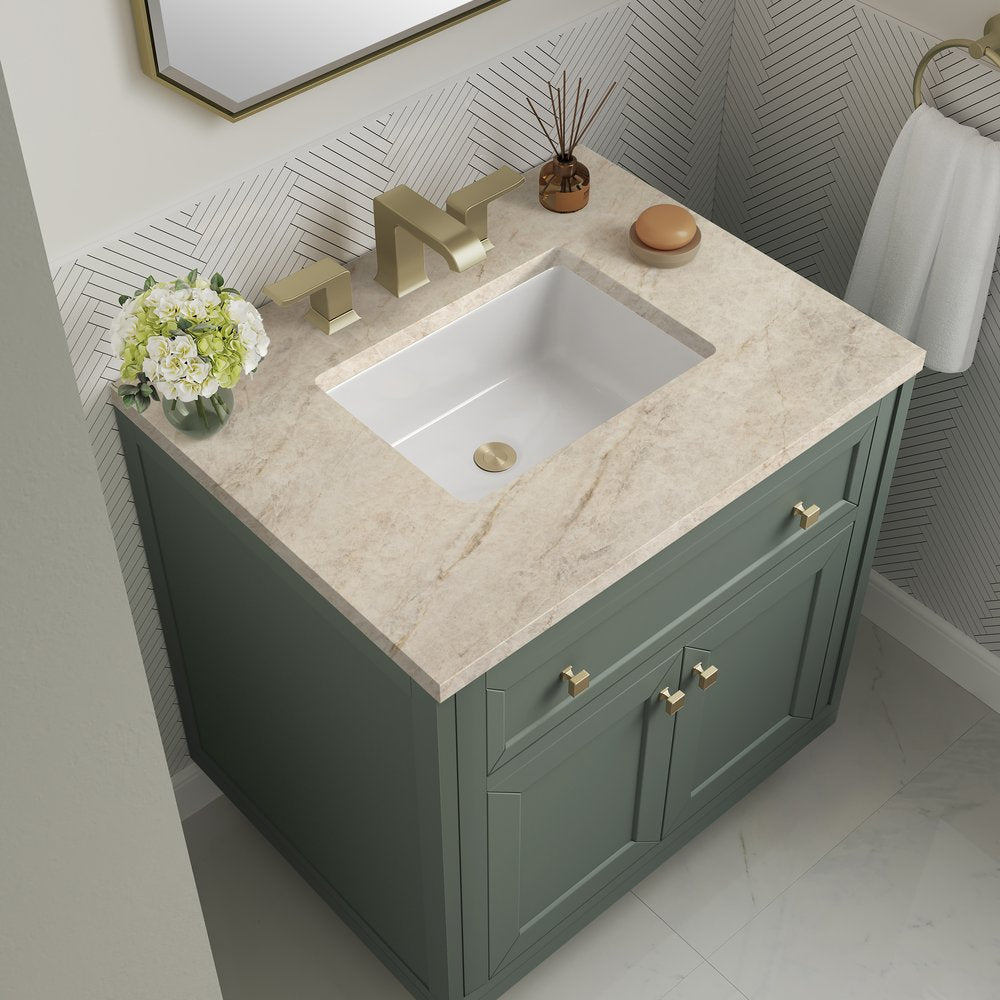 James Martin - Chicago 30" Single Vanity, Smokey Celadon, w/ 3 CM Tajnar Eclos Top - 503-V30-SC-3TJR view 8