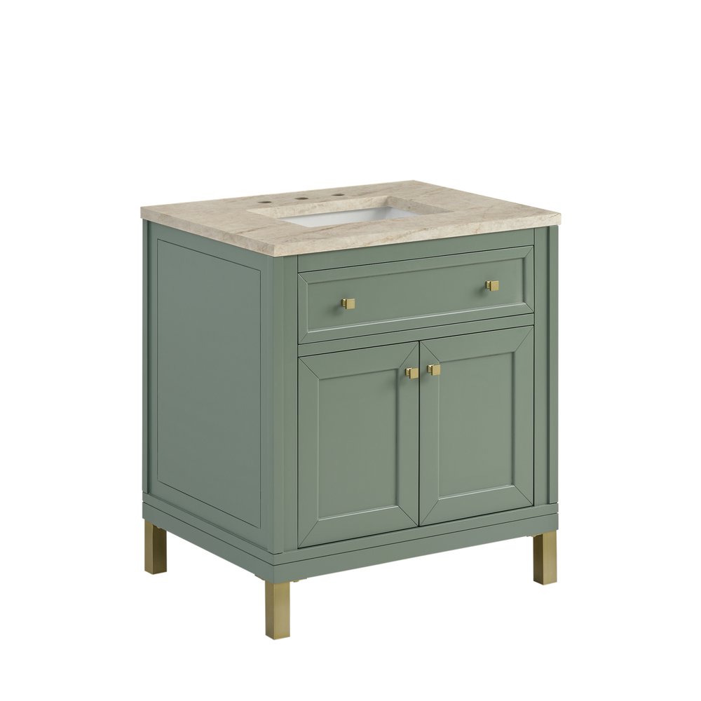 James Martin - Chicago 30" Single Vanity, Smokey Celadon, w/ 3 CM Tajnar Eclos Top - 503-V30-SC-3TJR view 9