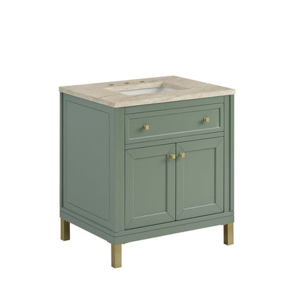 James Martin - Chicago 30" Single Vanity, Smokey Celadon, w/ 3 CM Tajnar Eclos Top - 503-V30-SC-3TJR view 9