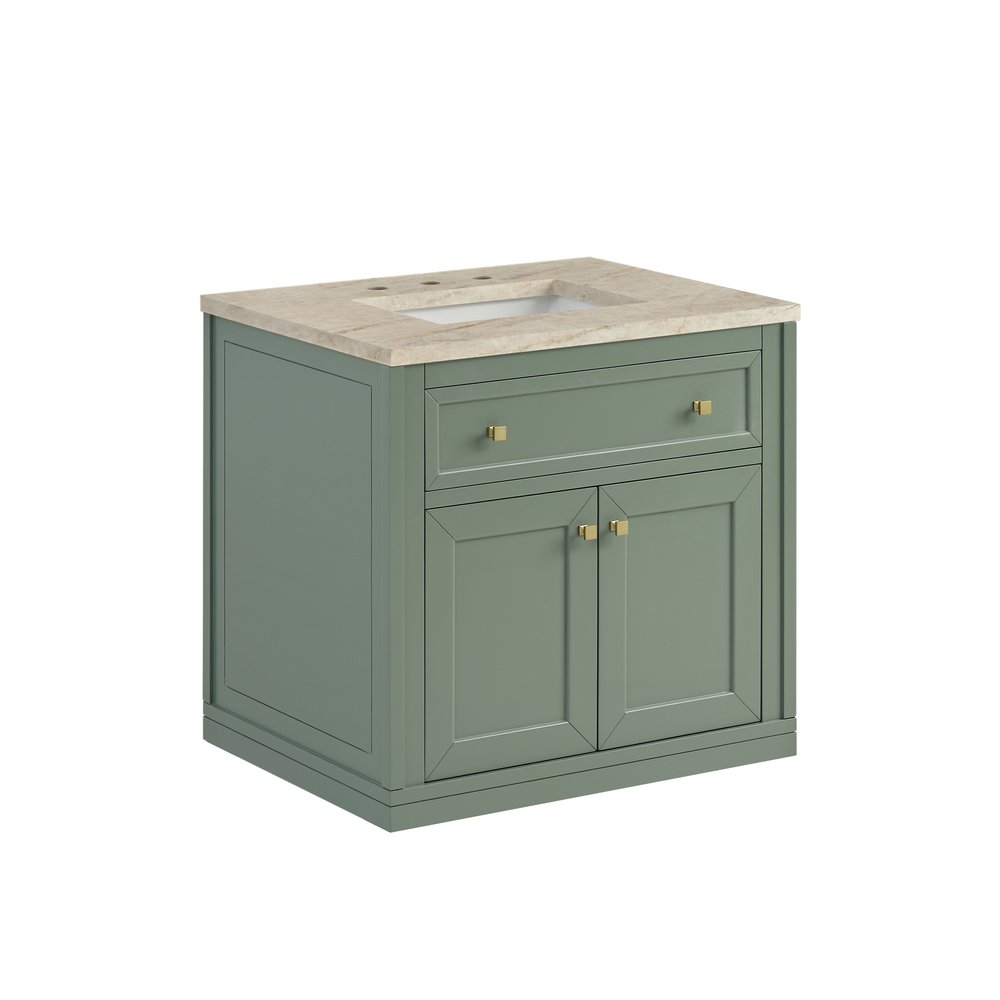 James Martin - Chicago 30" Single Vanity, Smokey Celadon, w/ 3 CM Tajnar Eclos Top - 503-V30-SC-3TJR view 10