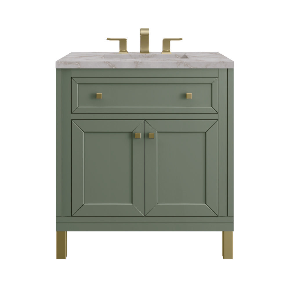 James Martin - Chicago 30" Single Vanity, Smokey Celadon, w/ 3 CM Victorian Silver Silestone® Top - 503-V30-SC-3VSL view 1