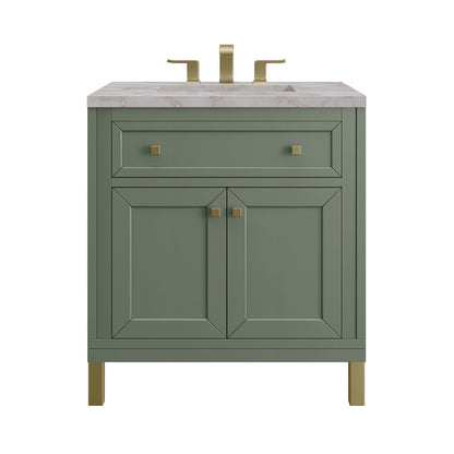 James Martin - Chicago 30" Single Vanity, Smokey Celadon, w/ 3 CM Victorian Silver Silestone® Top - 503-V30-SC-3VSL view 1