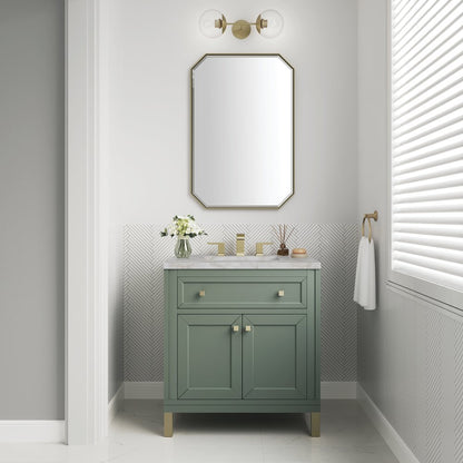 James Martin - Chicago 30" Single Vanity, Smokey Celadon, w/ 3 CM Victorian Silver Silestone® Top - 503-V30-SC-3VSL view 4