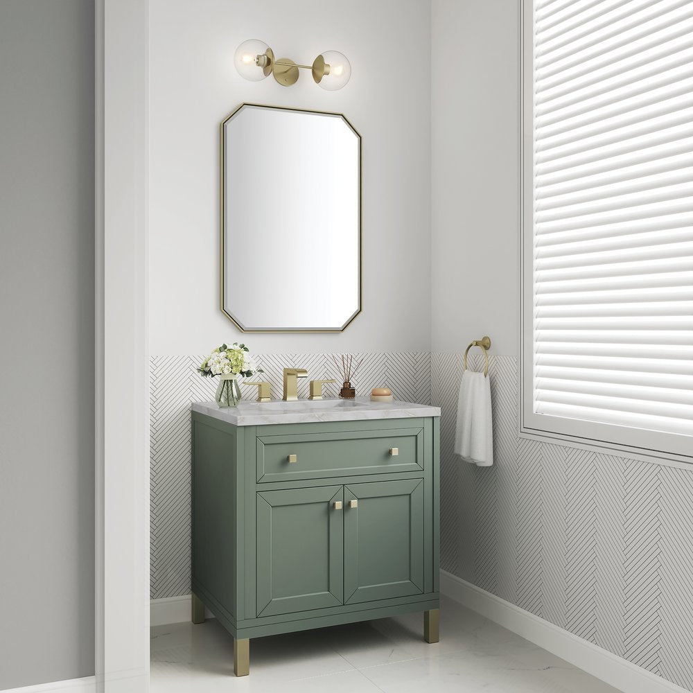 James Martin - Chicago 30" Single Vanity, Smokey Celadon, w/ 3 CM Victorian Silver Silestone® Top - 503-V30-SC-3VSL view 5